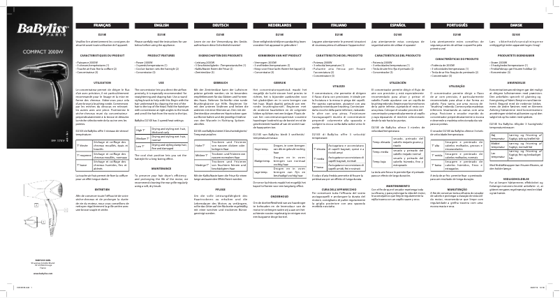 Image de la première page du manuel de l'appareil D210E