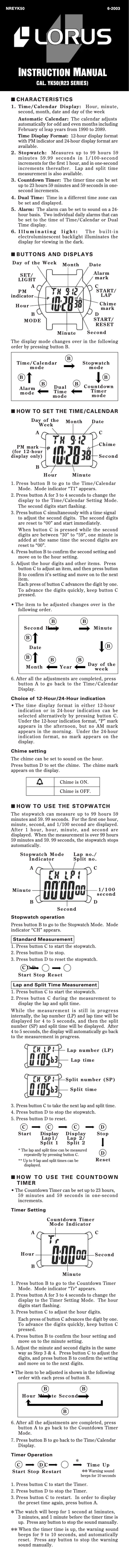 Página 1 del manual Manual de usuario Lorus YK50