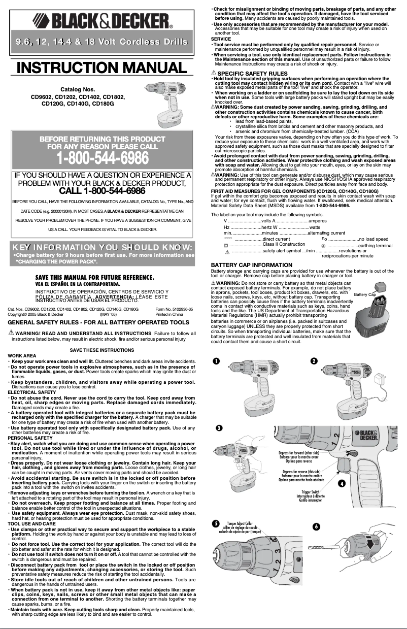 Page n°1 - Manuel utilisateur Black & Decker CD120G