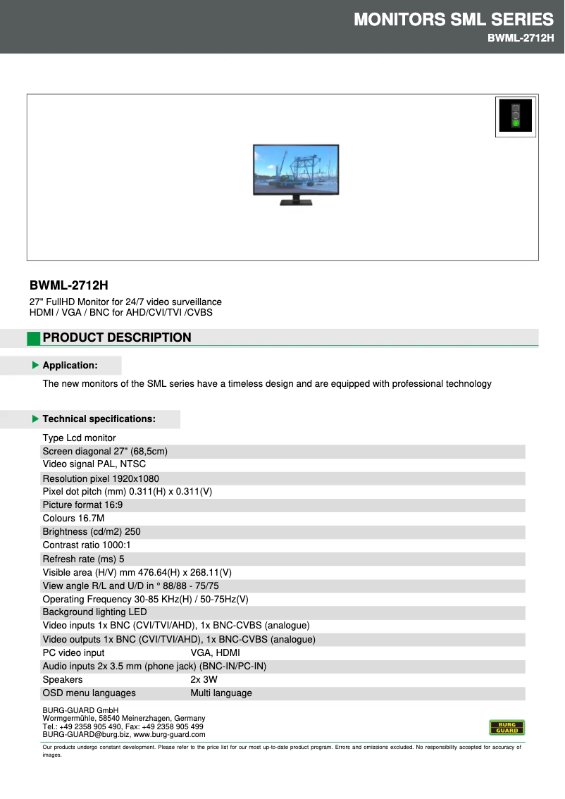 Image de la première page du manuel de l'appareil BWML-2712H
