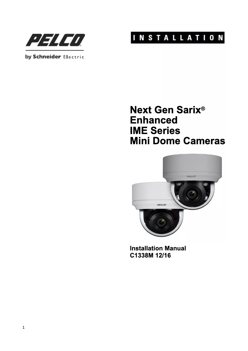 Page 1 de la notice Manuel utilisateur Pelco Sarix Enhanced IME129-1RS
