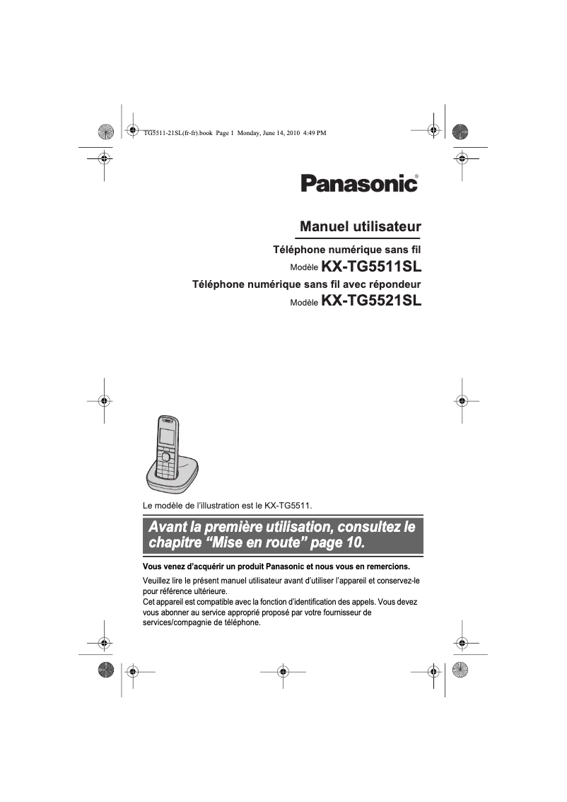 Imagen de la primera página del manual del dispositivo KX-TG5521SL