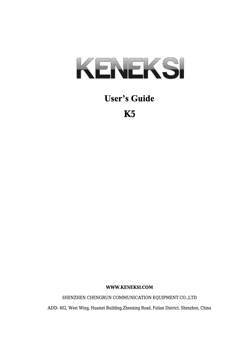 Page 1 of the manual User Manual Keneksi K5