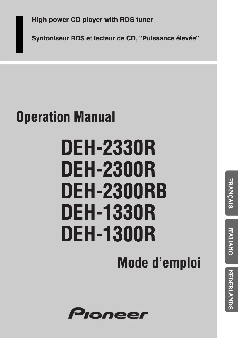 Image de la première page du manuel de l'appareil DEH-1330R