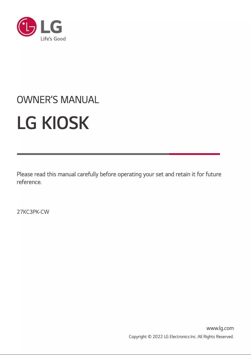 Imagen de la primera página del manual del dispositivo 27KC3PK-CW