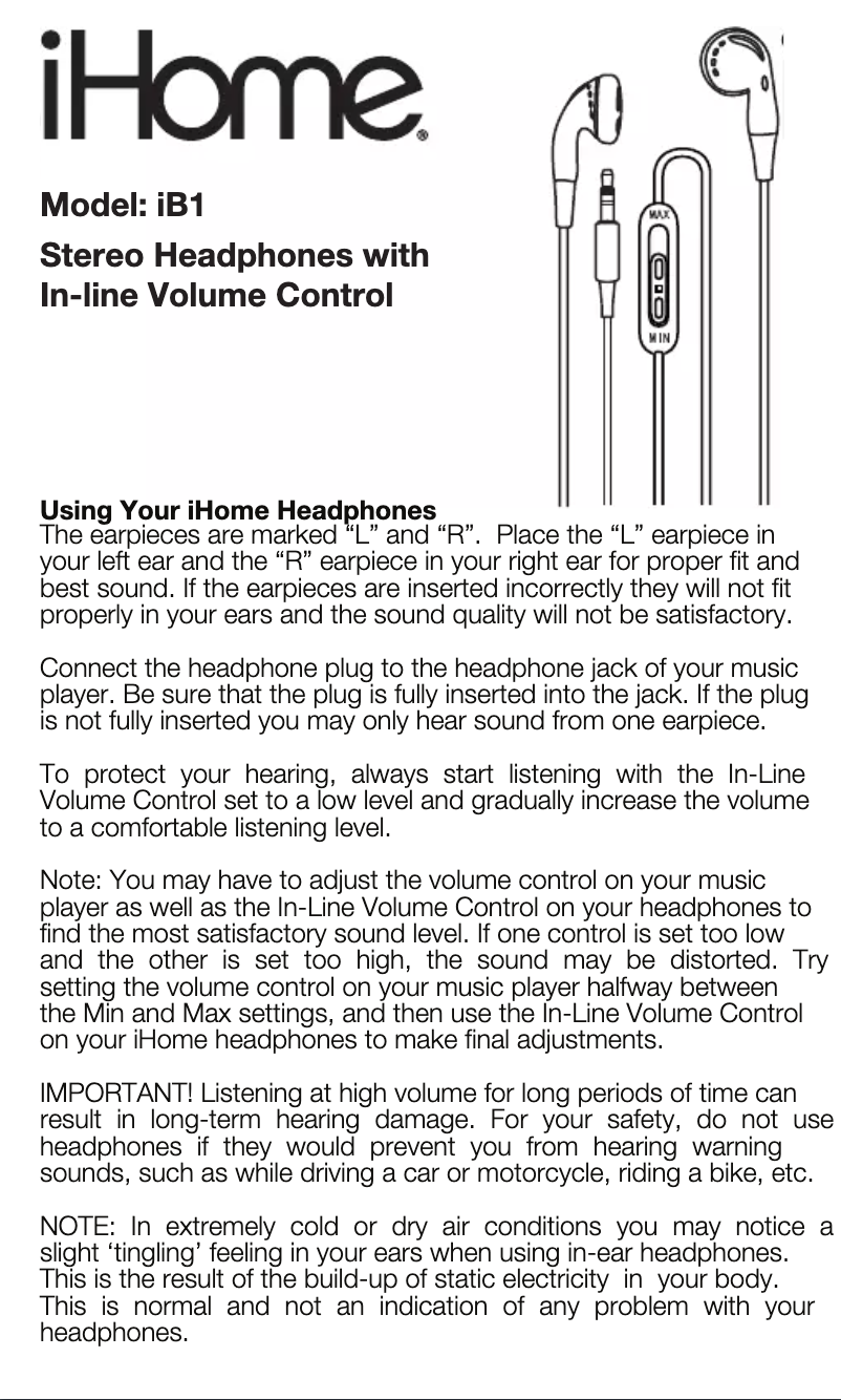Imagen de la primera página del manual del dispositivo iB1
