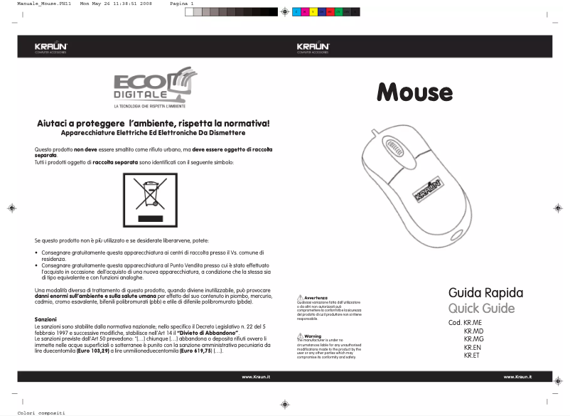 Page n°1 - Manuel utilisateur Kraun KR.ET