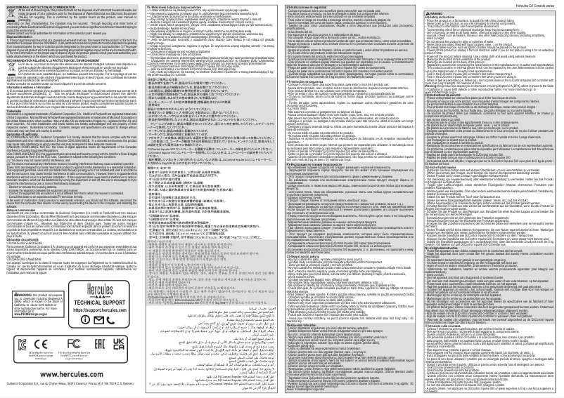 Page 1 de la notice Informations de garantie Hercules DJControl Inpulse 500