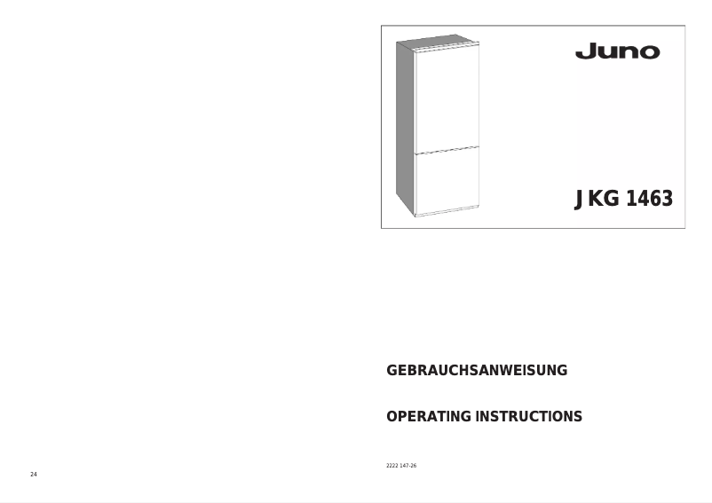 Page 1 de la notice Manuel utilisateur Juno JKG1463