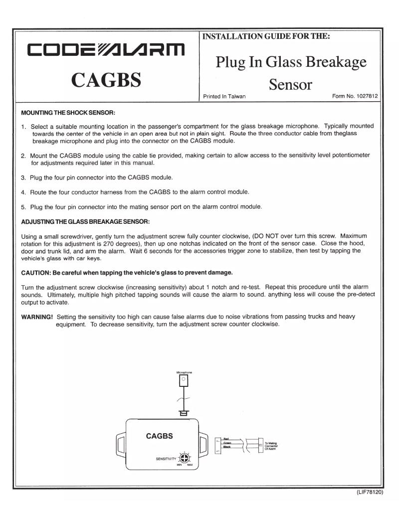 Page 1 de la notice Manuel utilisateur Code Alarm CAGBS