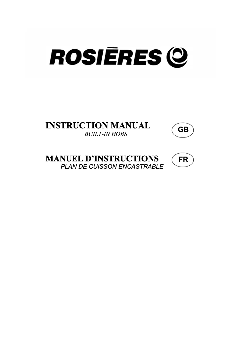 Page 1 de la notice Manuel utilisateur Rosieres GTS 96 IN