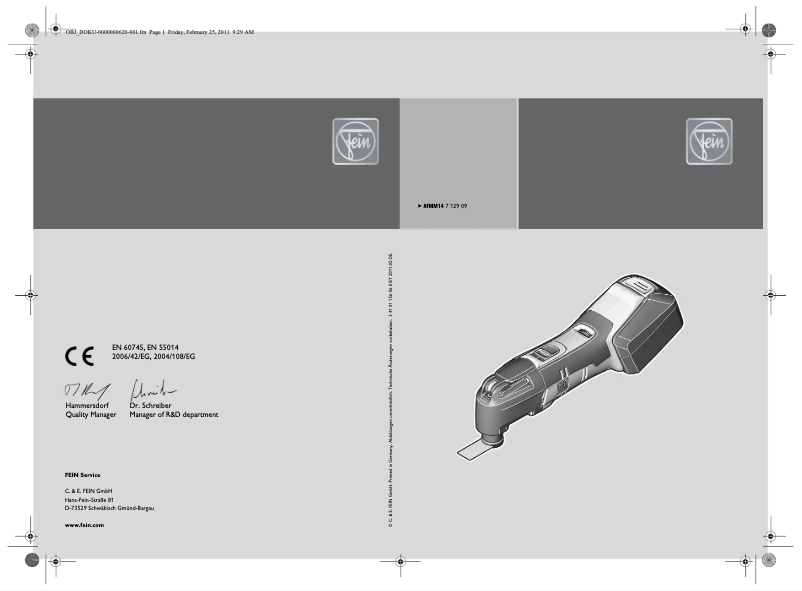 Page 1 de la notice Manuel utilisateur Fein MultiMaster AFMM14