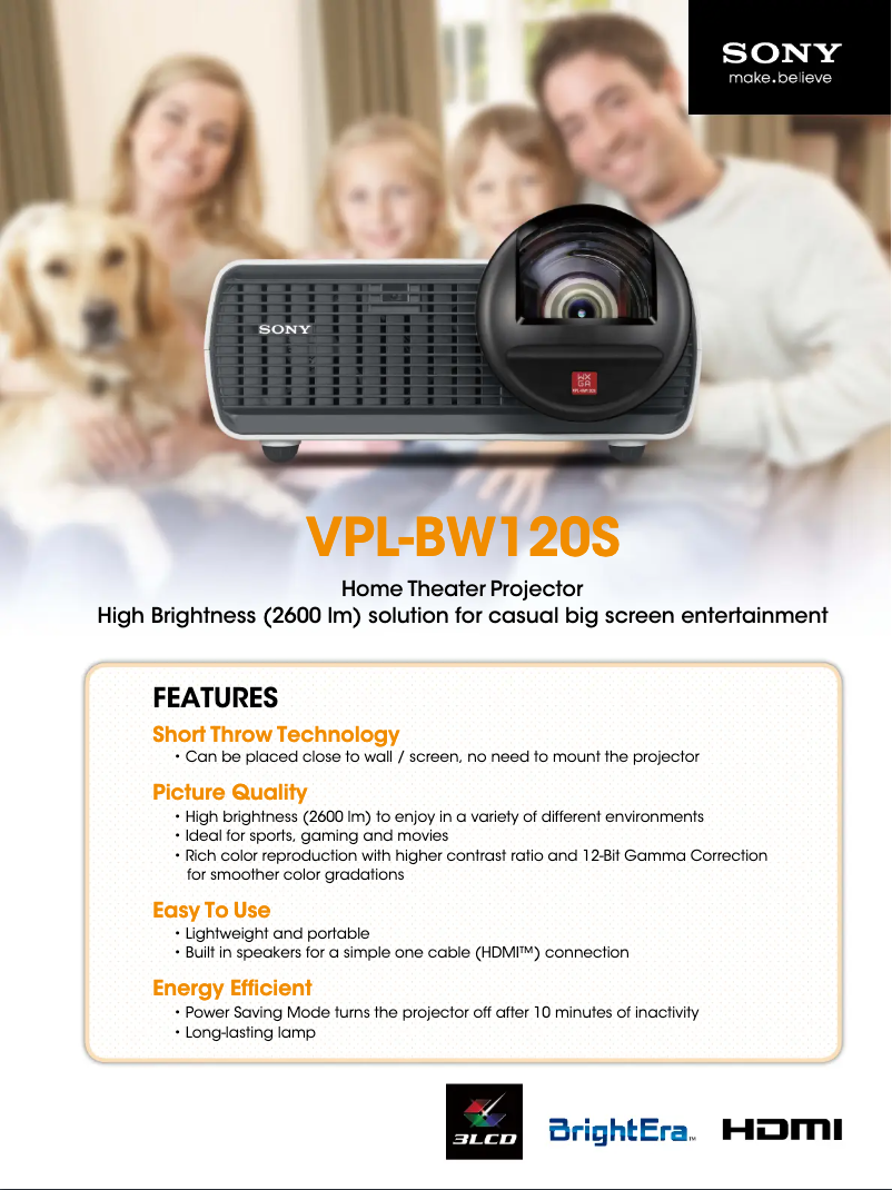 Page n°1 - Brochure Sony VPL-BW120S