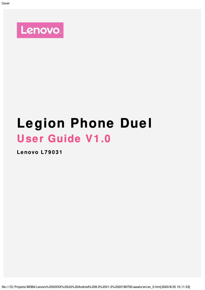 Image de la première page du manuel de l'appareil Legion Phone Duel