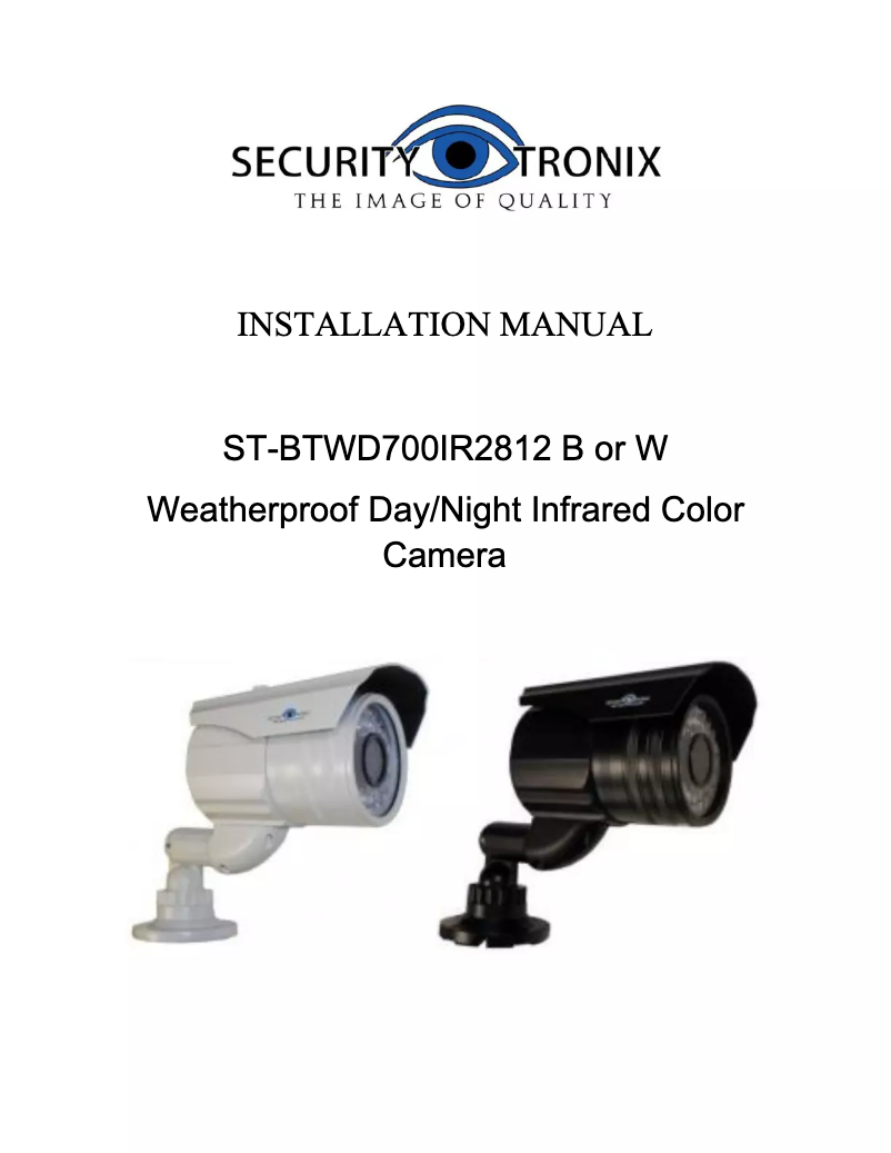 Page n°1 - Manuel utilisateur Security Tronix ST-BTWD700IR2812