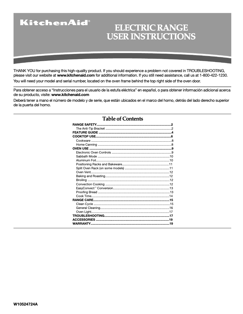 Page n°1 - Manuel d'utilisation et d'entretien KitchenAid KERS202BSS