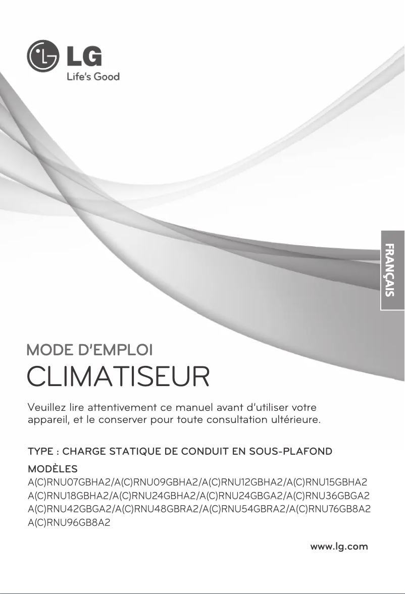 Page 1 de la notice Manuel utilisateur LG ARNU24GBHA2