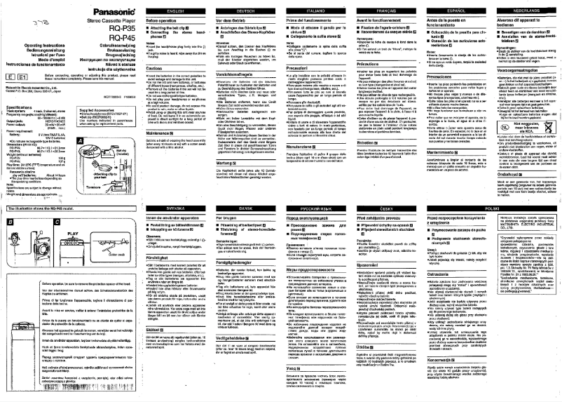 Page 1 de la notice Manuel utilisateur Panasonic RQ-P45