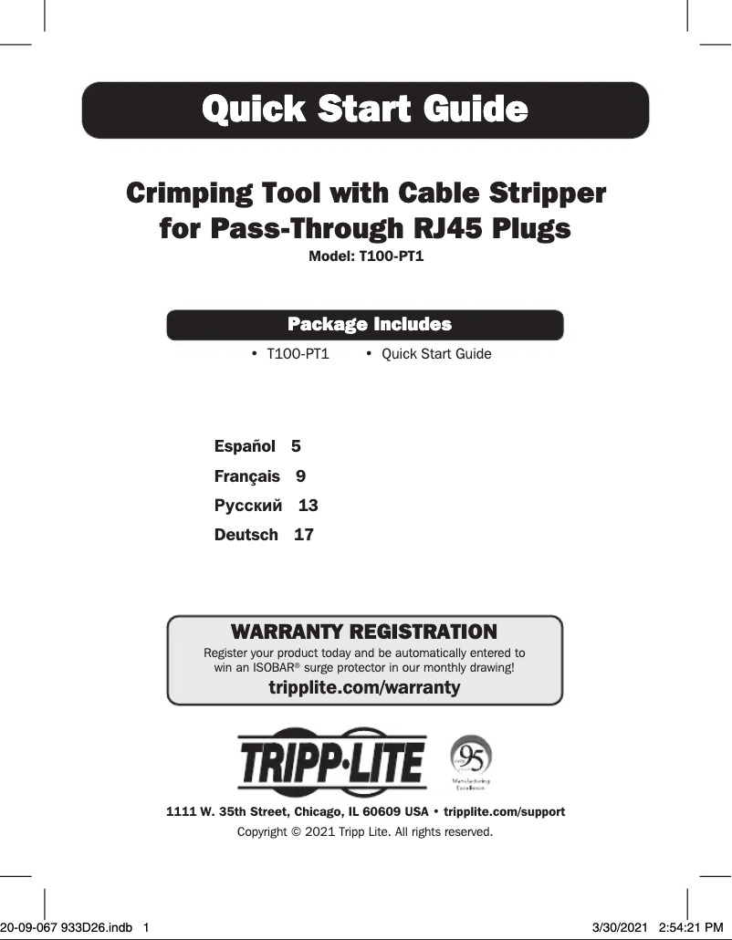 Page n°1 - Manuel utilisateur Tripp Lite T100-PT1