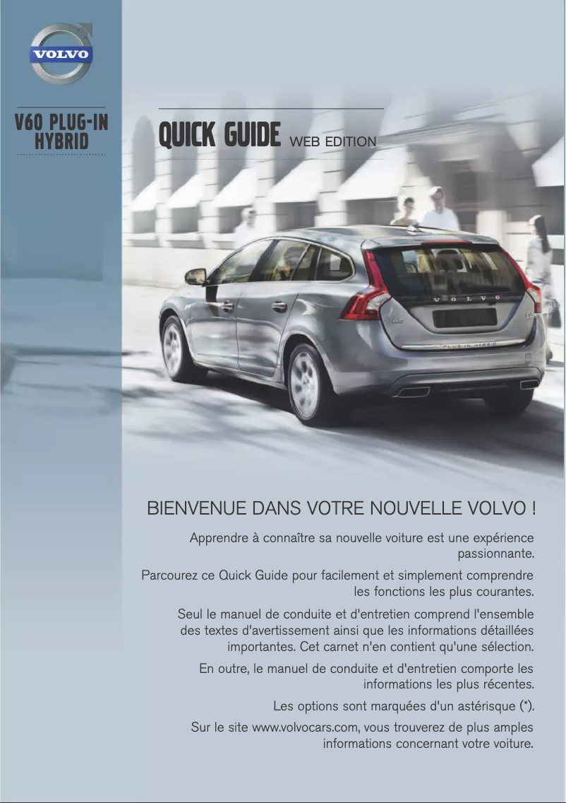 Page 1 de la notice Manuel utilisateur Volvo V60 Plug-in hybrid (2012)