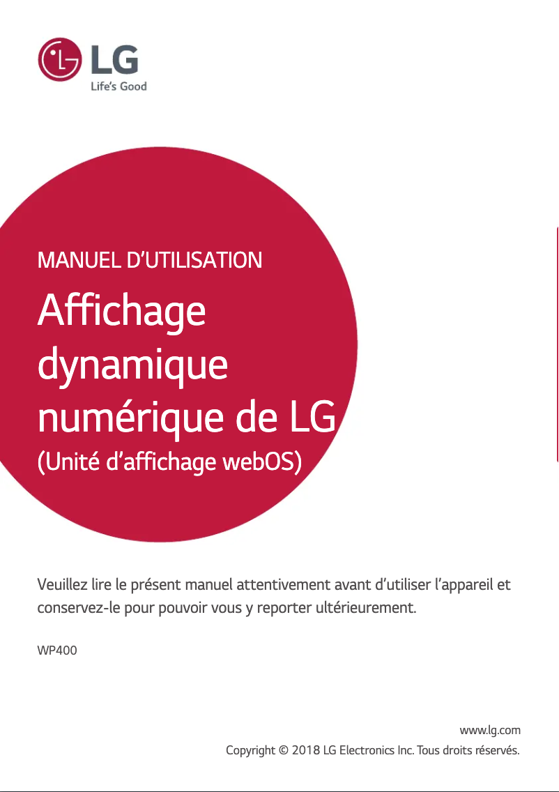 Page n°1 - Manuel utilisateur LG WP400