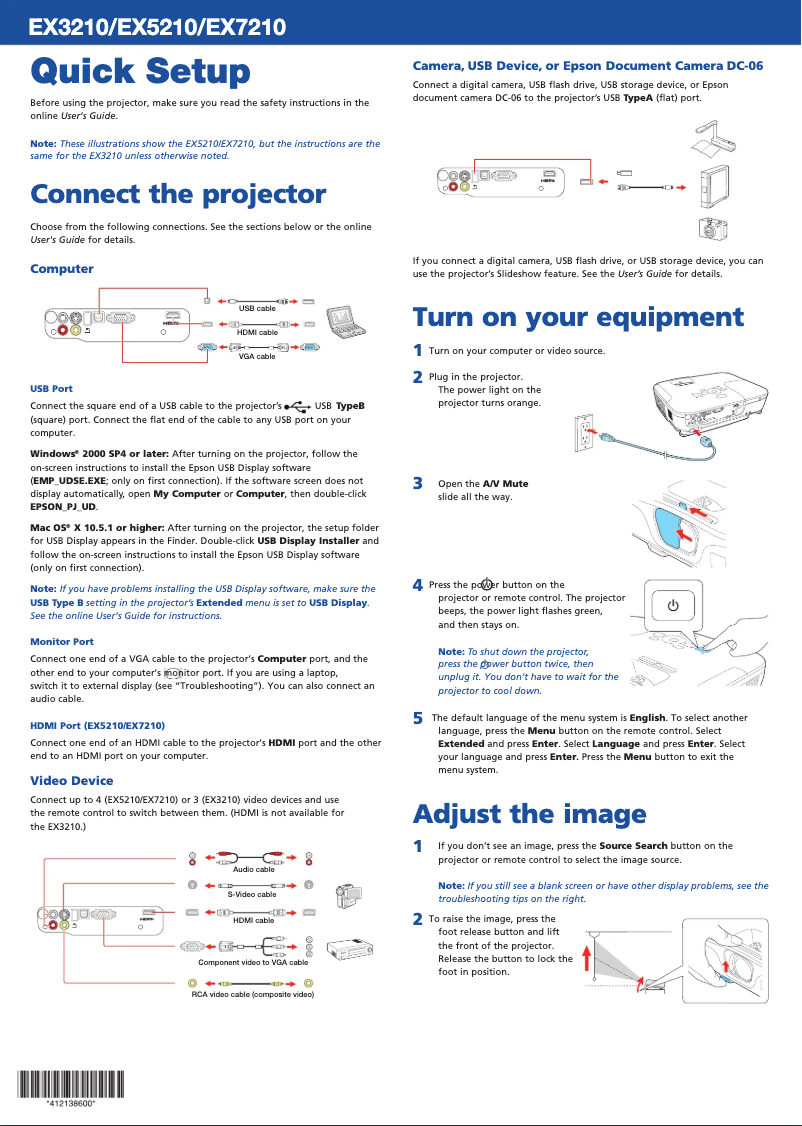 Page 1 de la notice Manuel utilisateur Epson EX3210