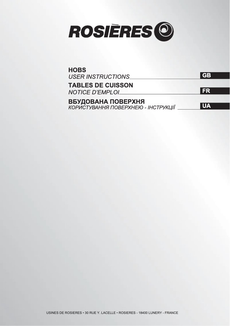 Page 1 de la notice Manuel utilisateur Rosieres RTS 742 IN