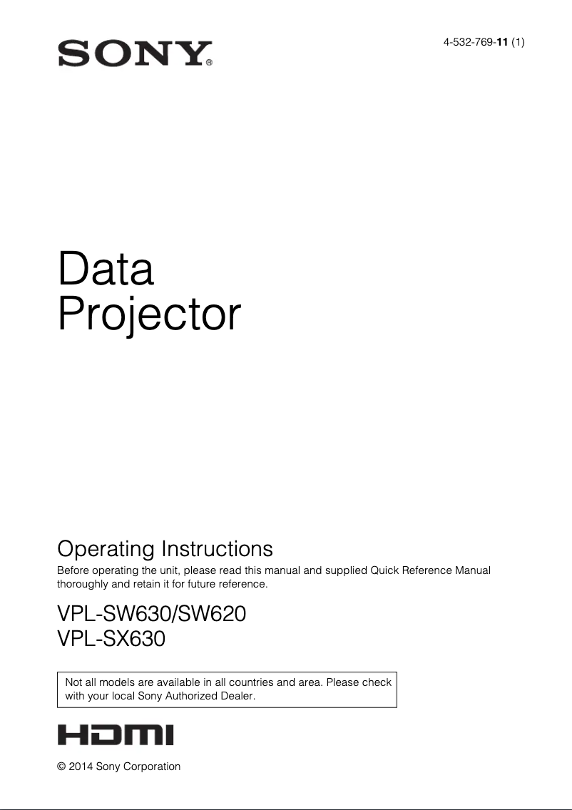 Image de la première page du manuel de l'appareil VP-LSX630M