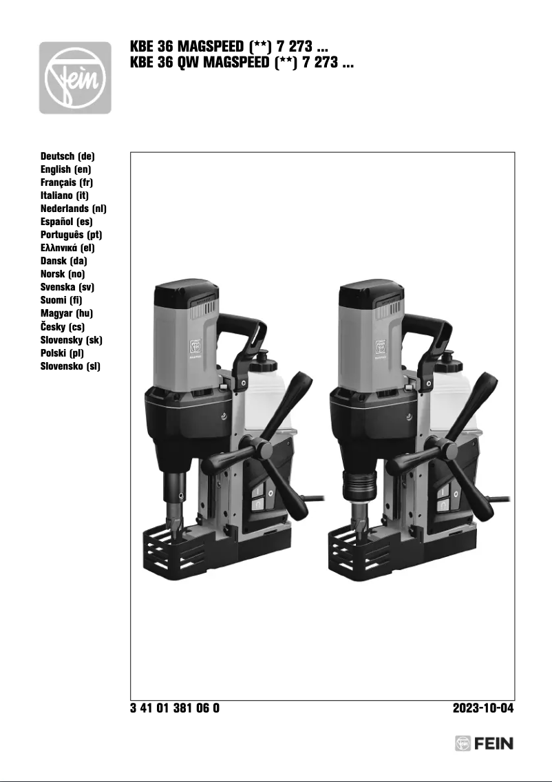 Page n°1 - Manuel utilisateur Fein KBE 36 MAGSPEED