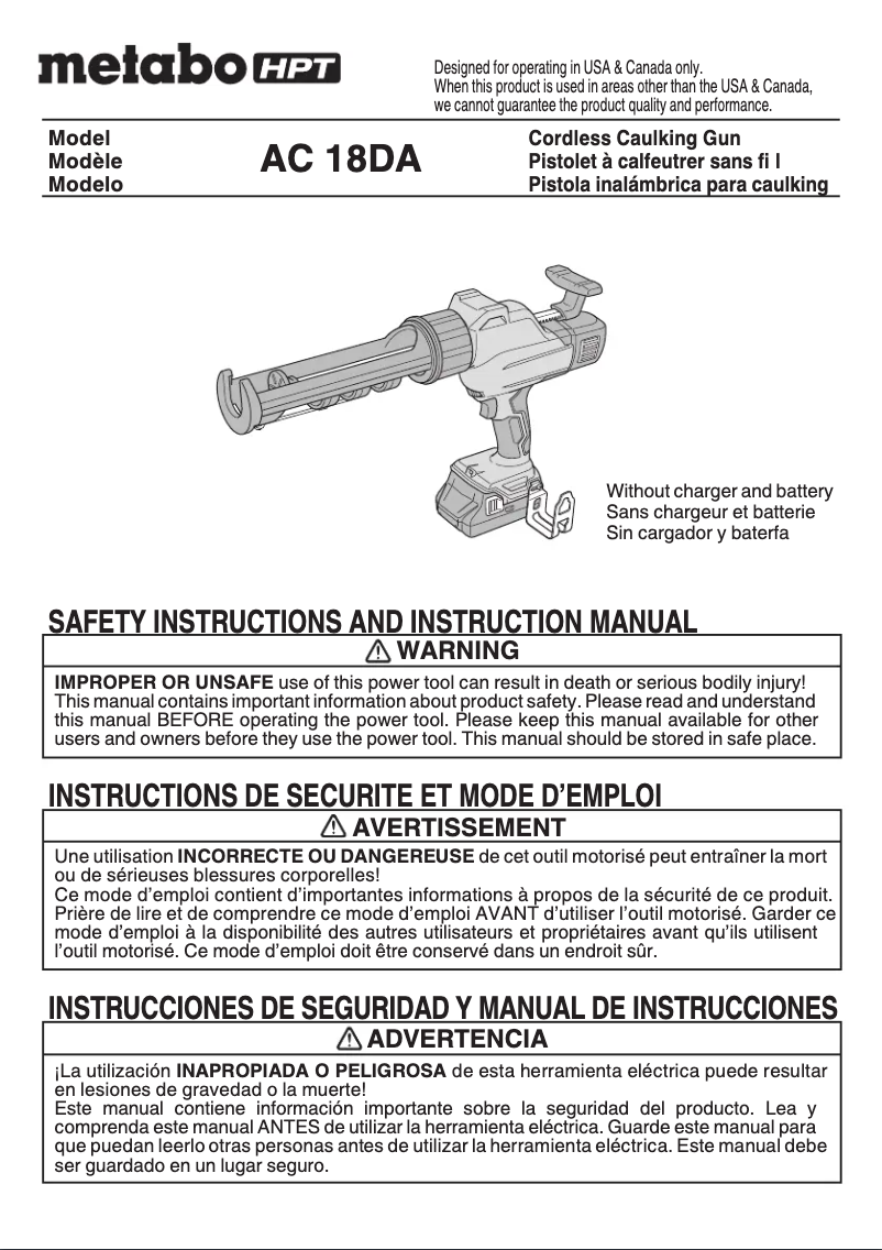 Page 1 de la notice Manuel utilisateur HiKOKI AC18DA