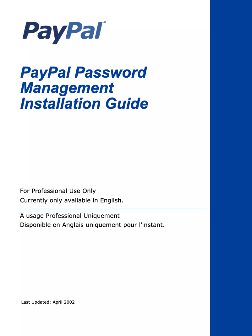 Image de la première page du manuel de l'appareil Password Management (2002)