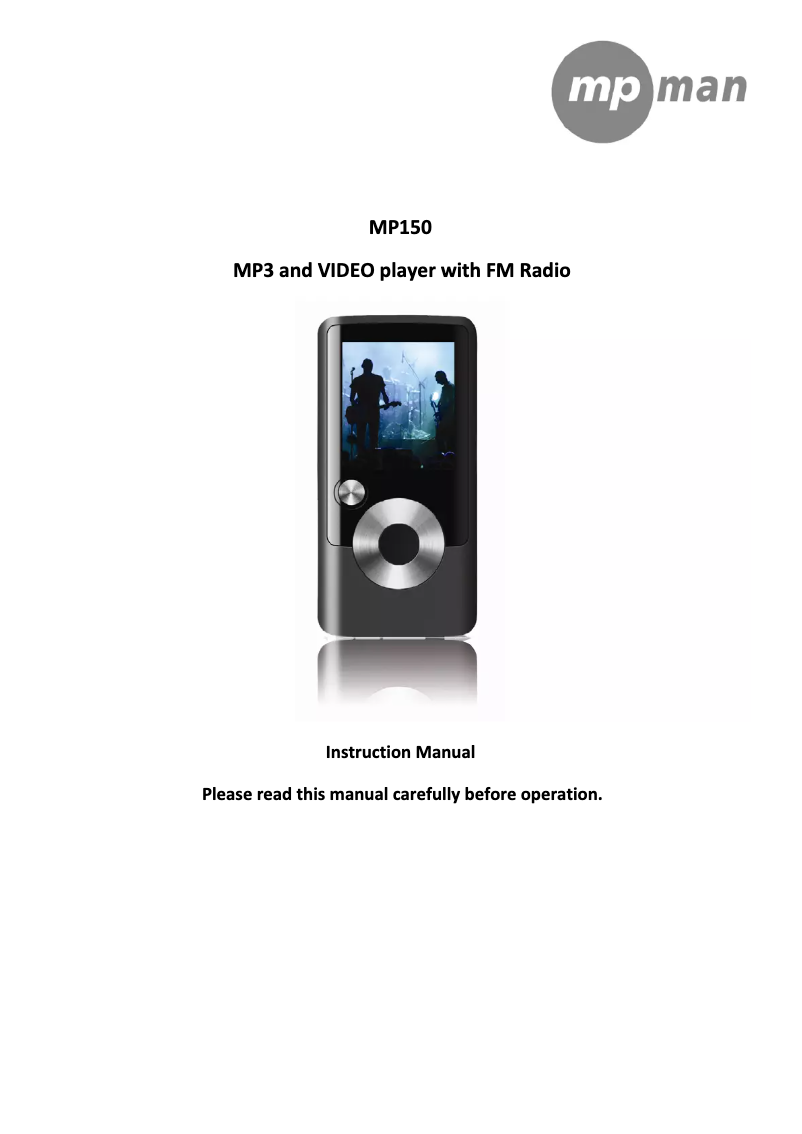 Page 1 de la notice Manuel utilisateur Mpman MP150