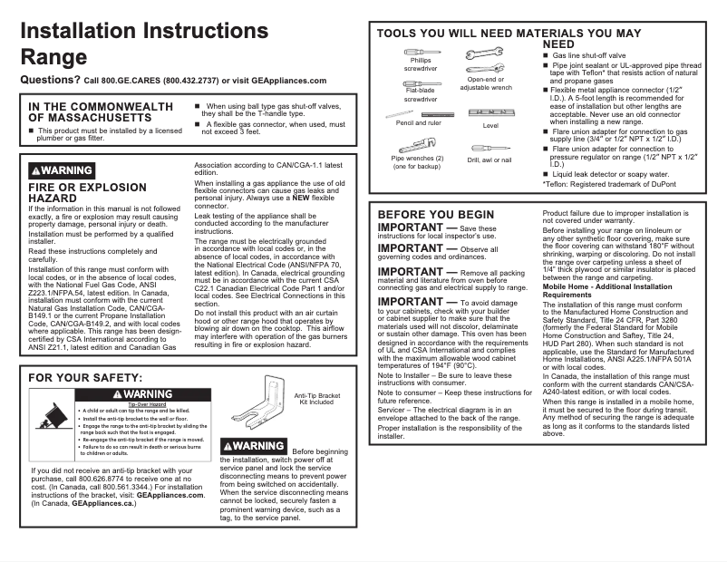 Página 1 del manual Guía de instalación GE JGBS86EPES