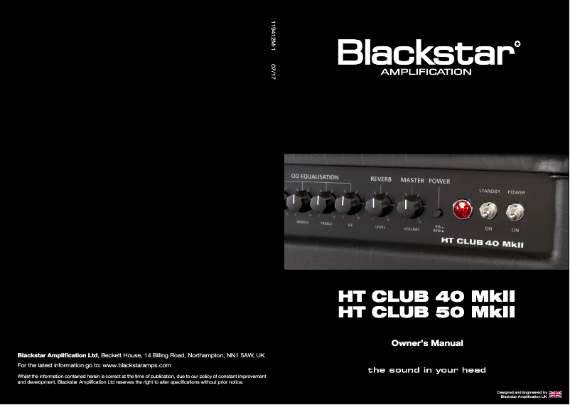Page 1 de la notice Manuel utilisateur Blackstar HT Club 40 MKII