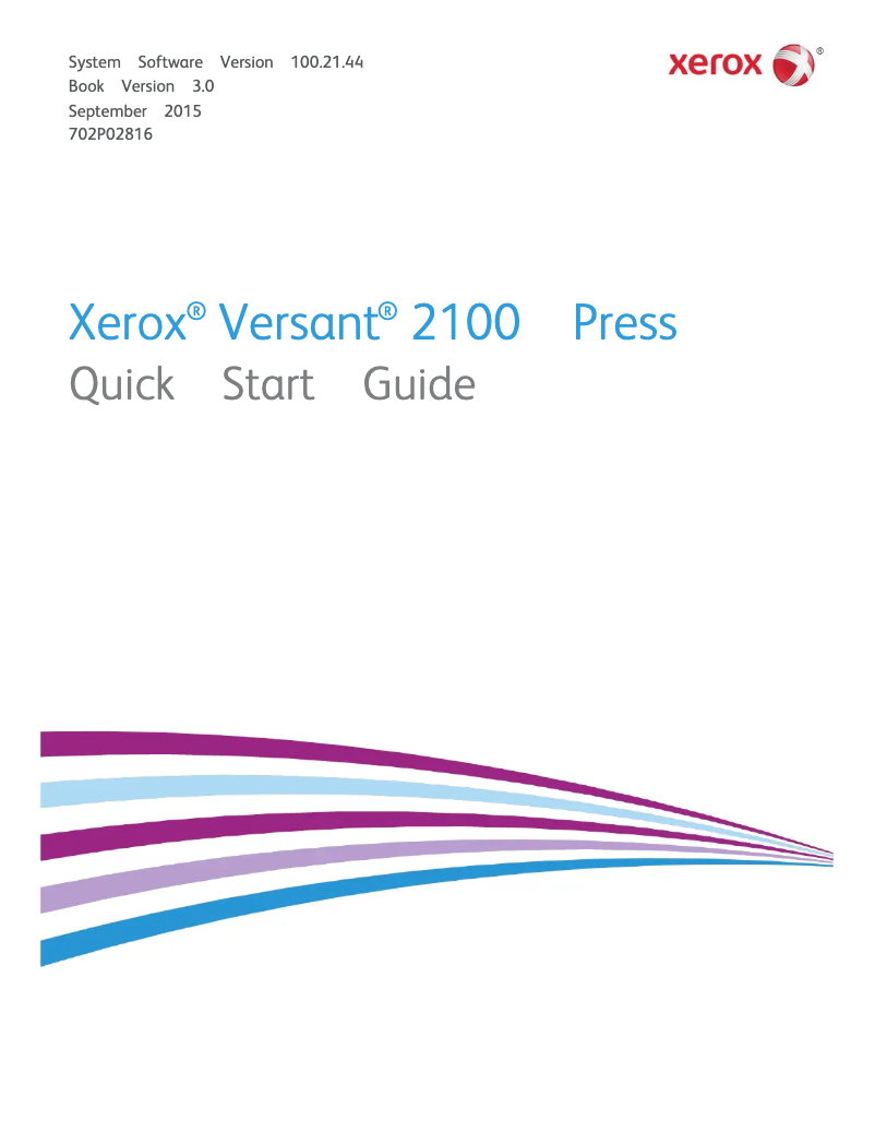 Page 1 de la notice Guide de démarrage rapide Xerox Versant 2100 Press