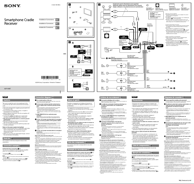 Page 1 de la notice Guide d'installation Sony XSP-N1BT