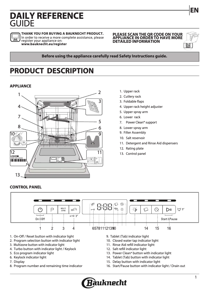 Page 1 de la notice Label énergétique Bauknecht BBO 3O539 PLGT