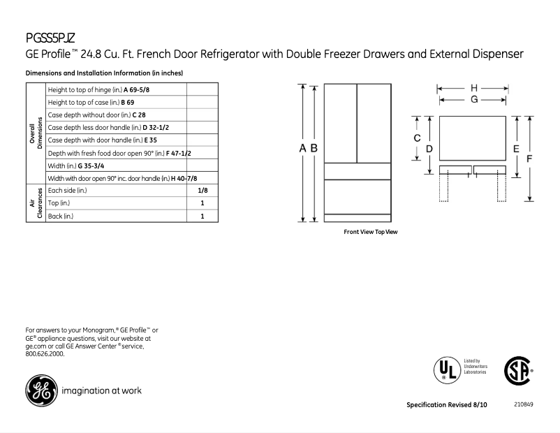 Image de la première page du manuel de l'appareil PGSS5PJZSS