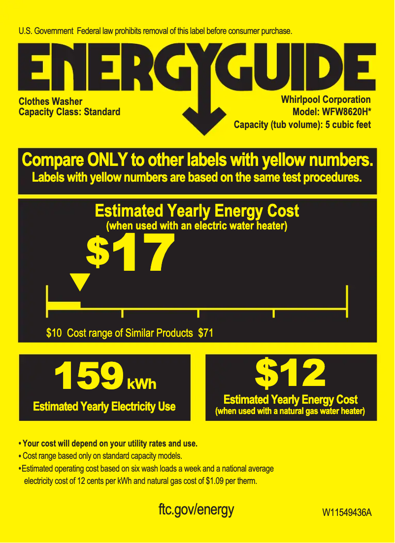 Página 1 del manual Etiqueta energética Whirlpool WHLAUWED8620HW