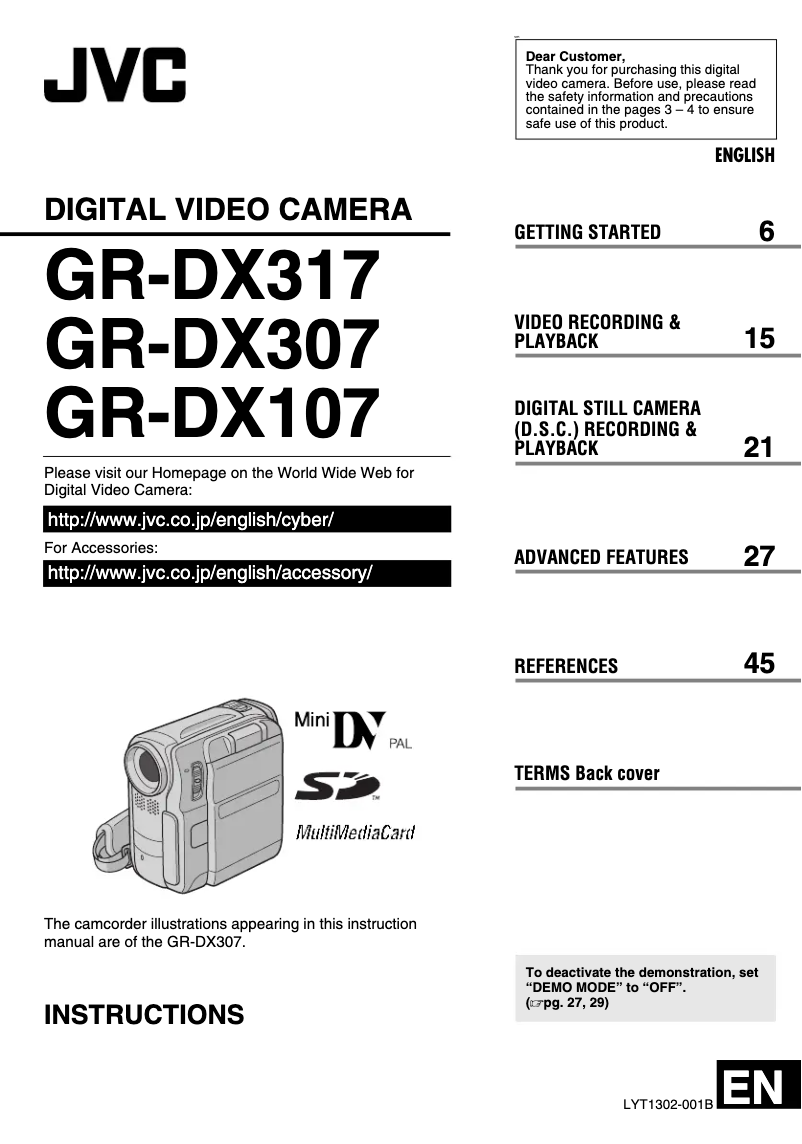 Image de la première page du manuel de l'appareil GR-DX307