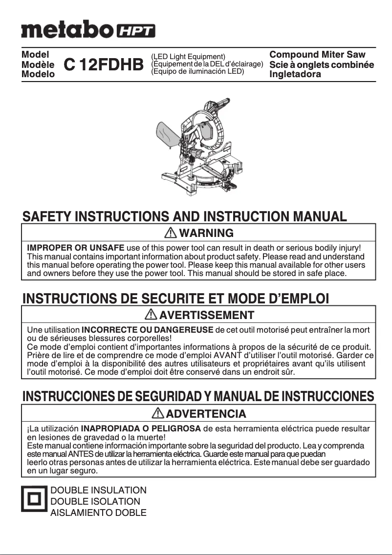 Page 1 de la notice Manuel utilisateur HiKOKI C12FDHB