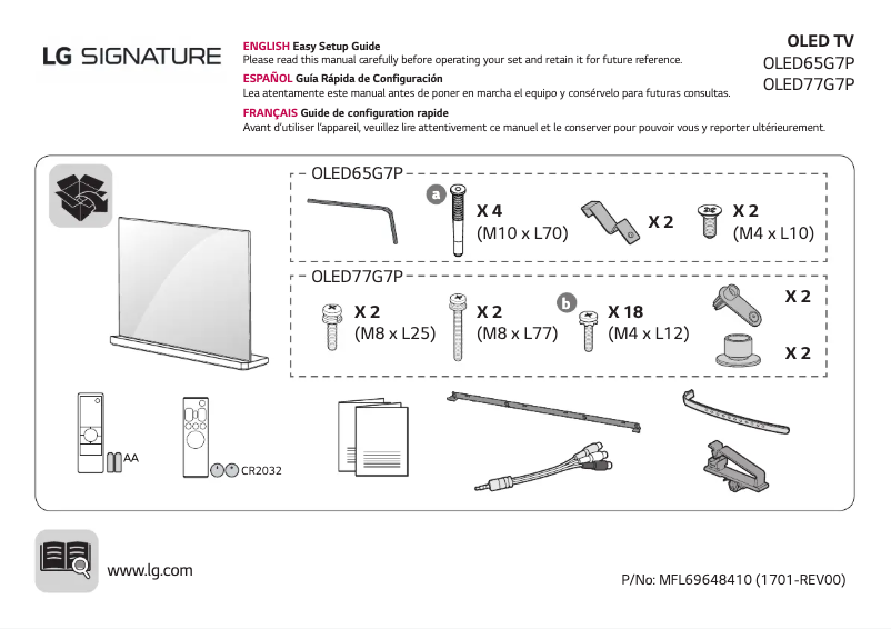 Imagen de la primera página del manual del dispositivo OLED77G7P