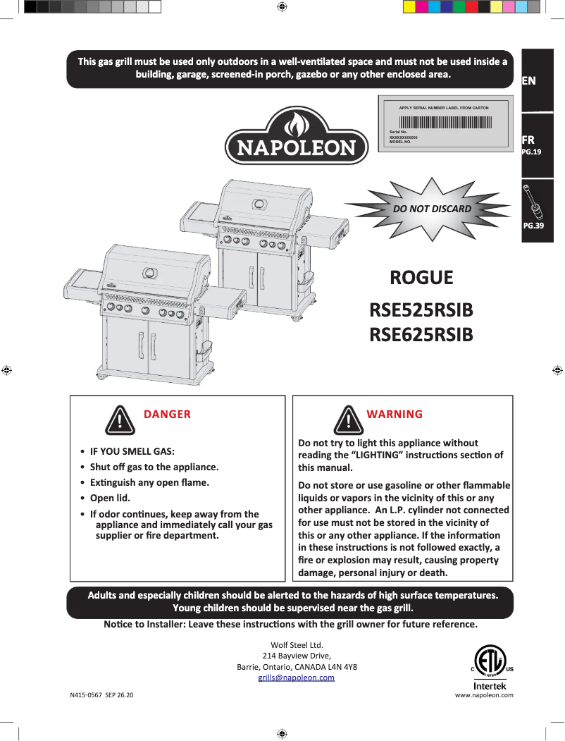 Image de la première page du manuel de l'appareil RSE525RSIB