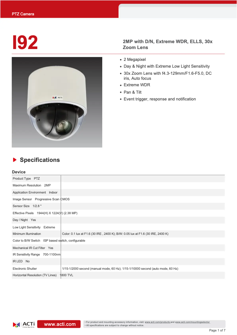 Image de la première page du manuel de l'appareil I92