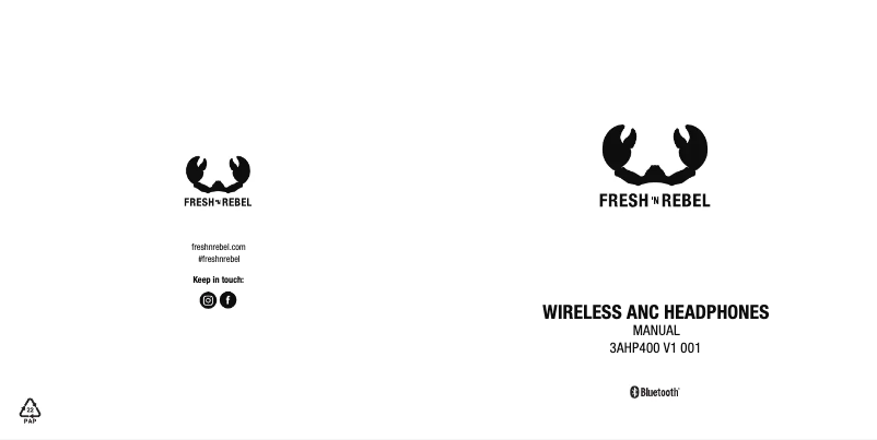 Page 1 de la notice Manuel utilisateur Fresh 'n Rebel Wireless ANC Headphones