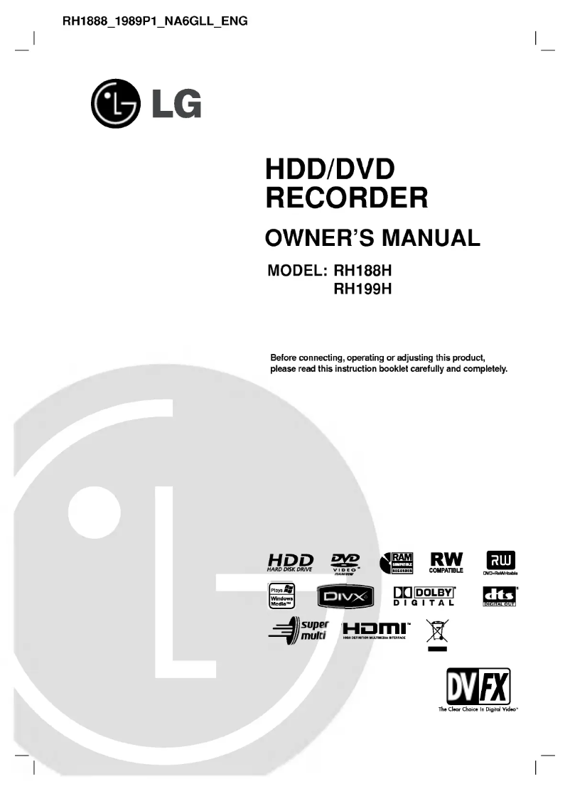 Page n°1 - Manuel utilisateur LG RH188H