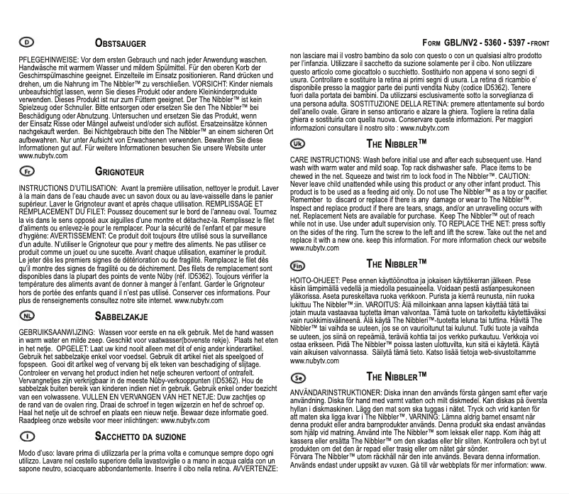 Page n°1 - Manuel utilisateur Nuby 0048526053971