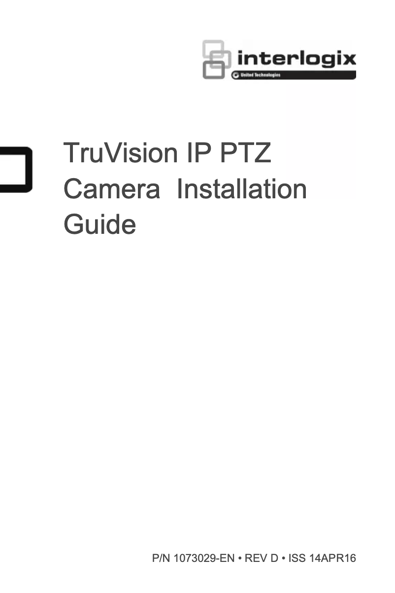 Page n°1 - Manuel utilisateur Interlogix TruVision TVP-1104