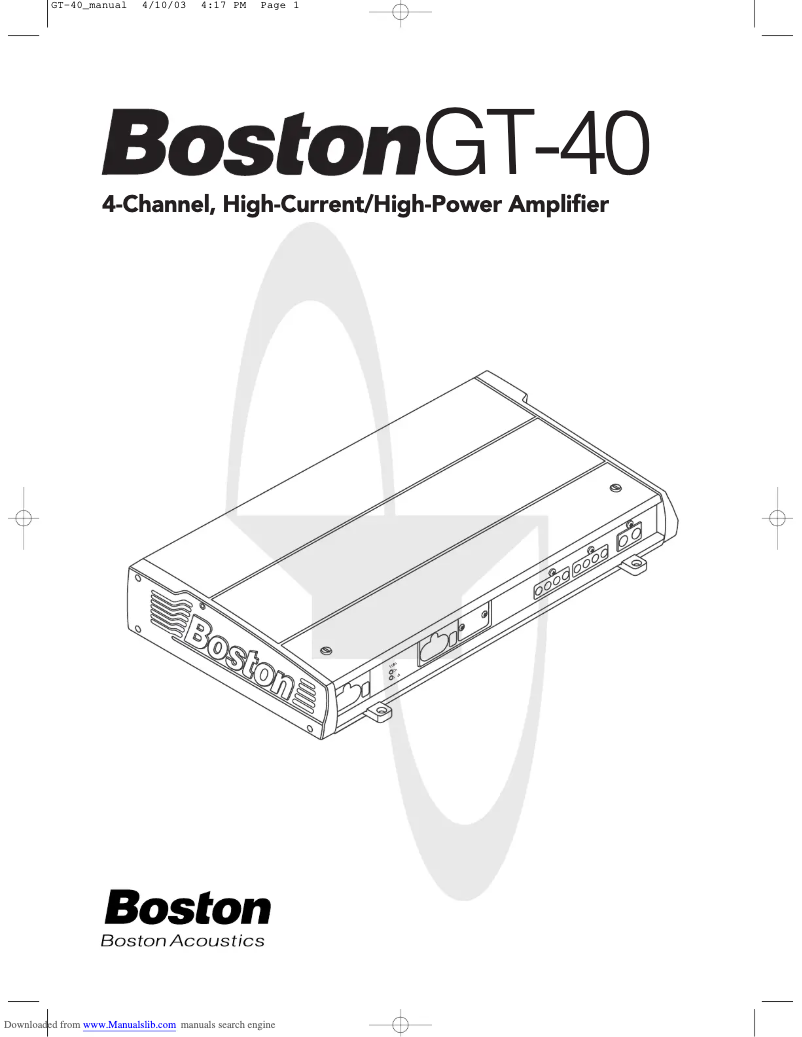 Page 1 de la notice Manuel utilisateur Boston Acoustics GT 40