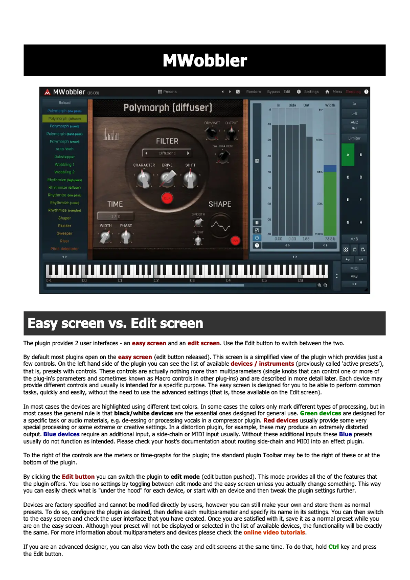 Image de la première page du manuel de l'appareil Mwobbler